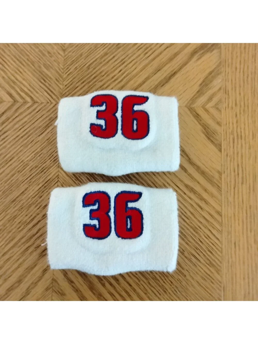 Adidas White Wristbands Red Blue 36 Embroidery Tennis Sports